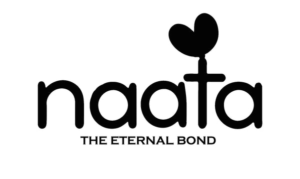 Black logo of 'naata' with a heart symbol on a white background